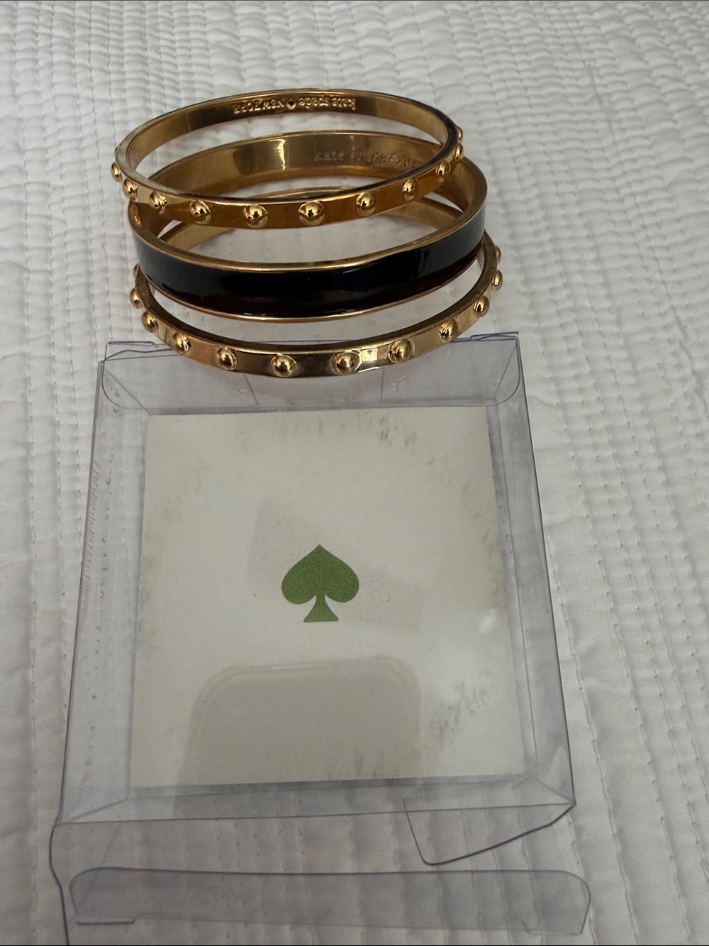 kate spade Gold and Black Enamel Stackable Bangle Set